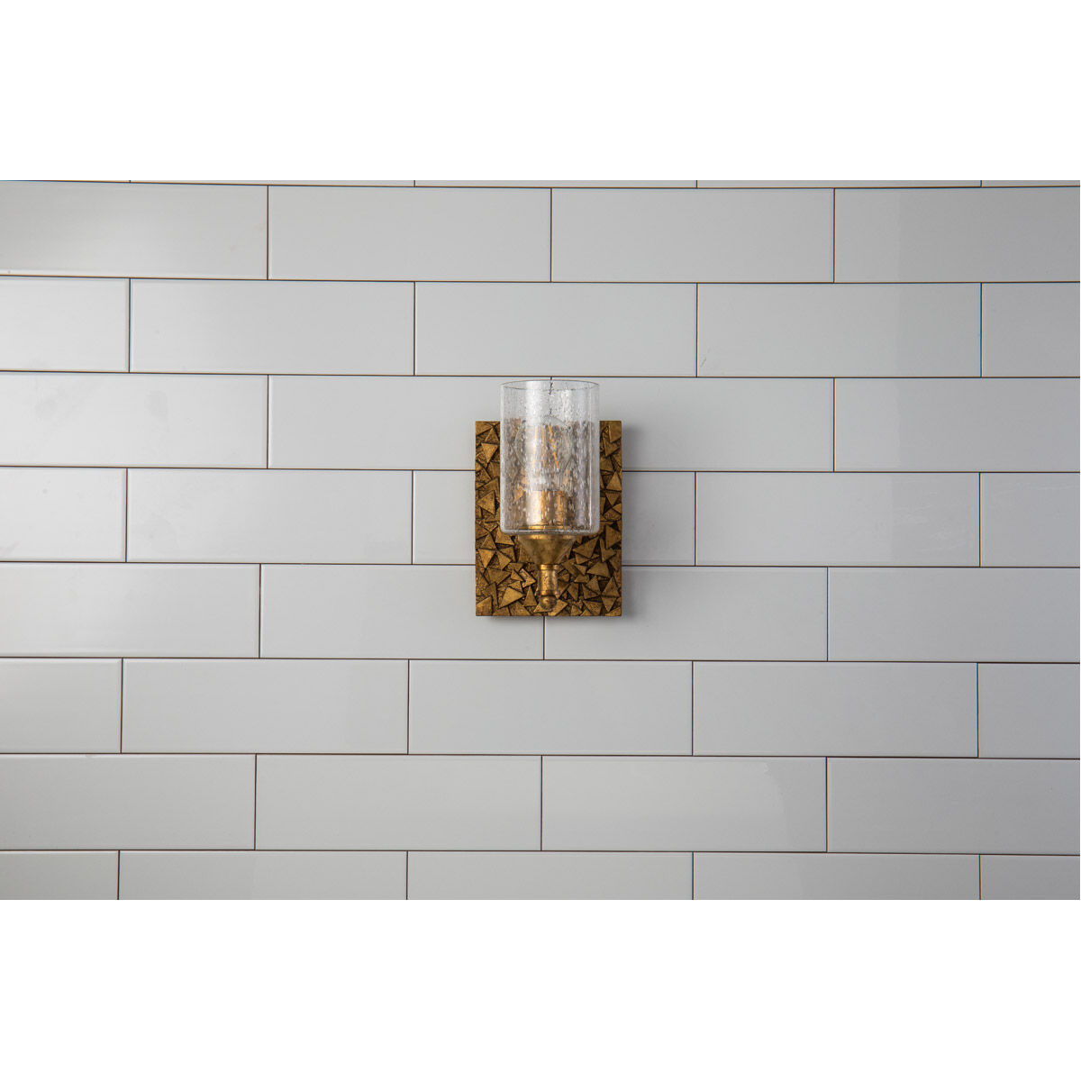 Mosaic 1 Light 6 inch Gold Bath Light Wall Light in Gold Leaf with Antique